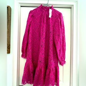 NWT J. Crew hot pink lace dress size M